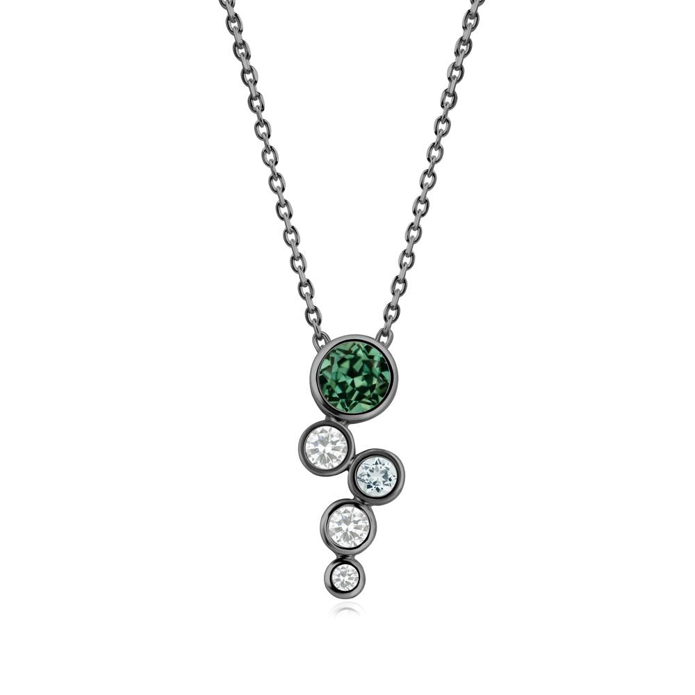 Graduated Drop Green Sapphire Necklace - LUO Jewelry #metal_black finish sterling silver