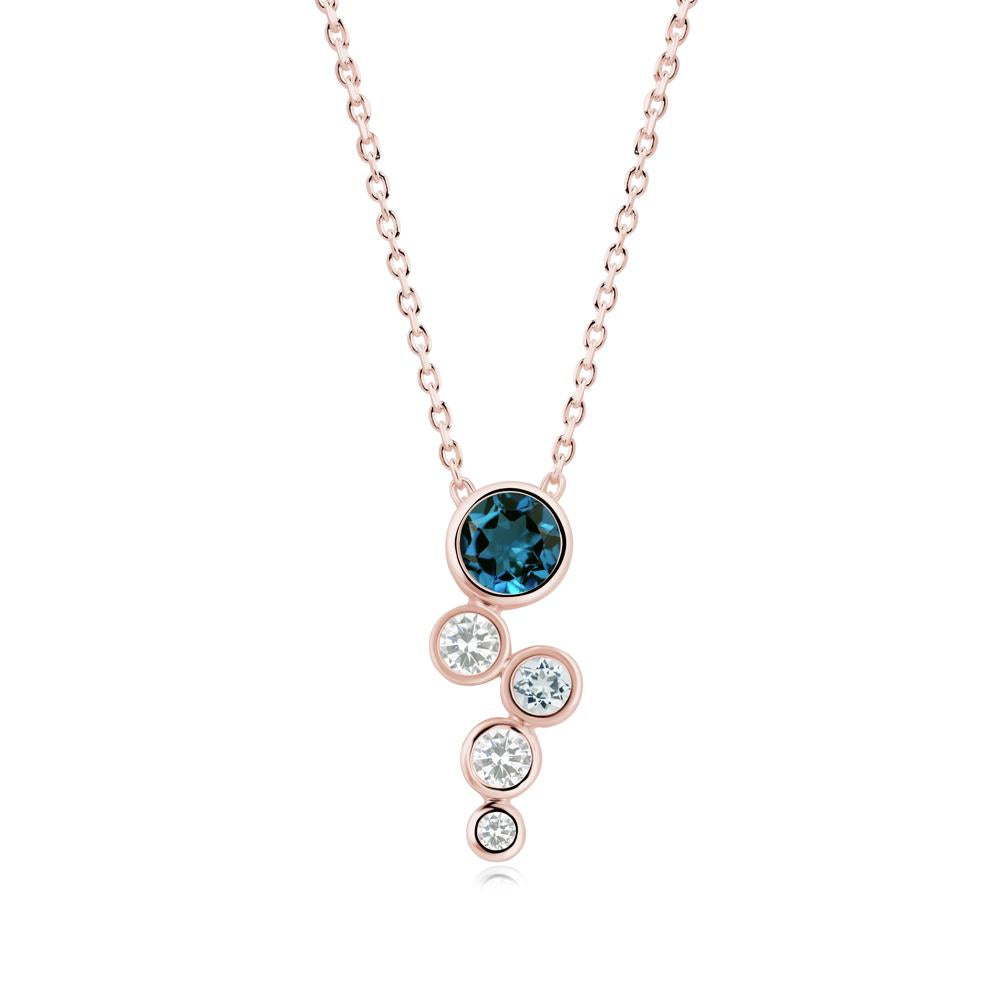 London Blue Topaz Graduated Drop Pendant - LUO Jewelry #metal_18k rose gold