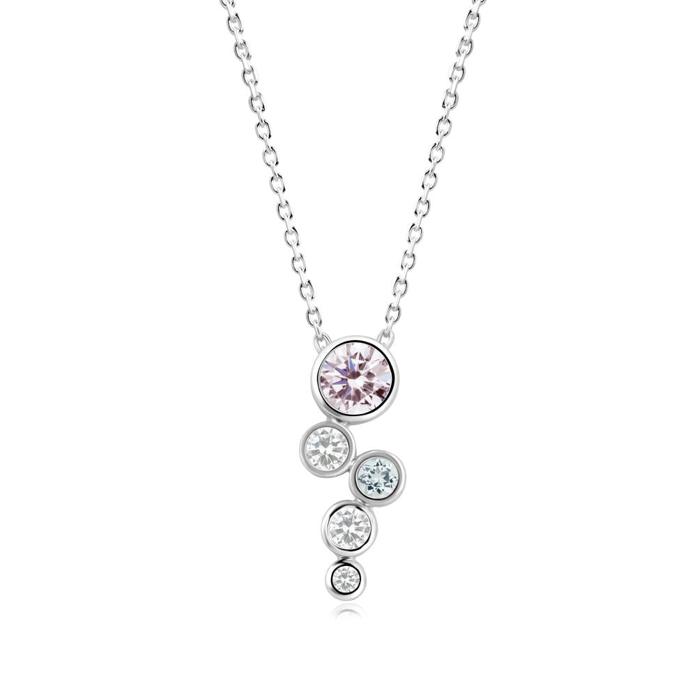Graduated Drop Pink Cubic Zirconia Necklace - LUO Jewelry #metal_14k white gold