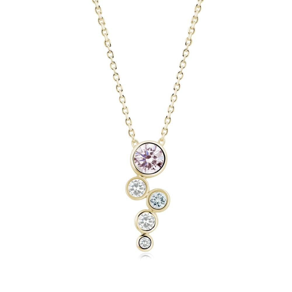 Graduated Drop Pink Cubic Zirconia Necklace - LUO Jewelry #metal_14k yellow gold
