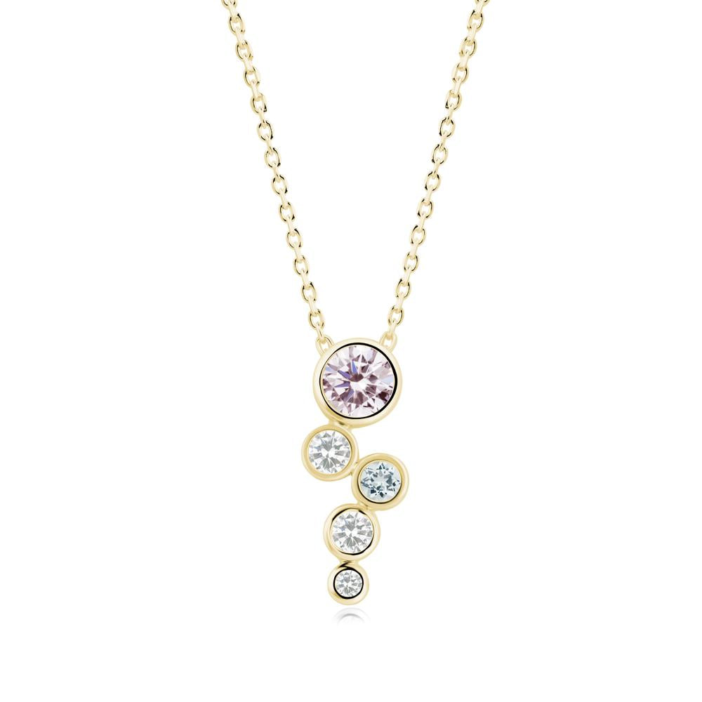 Graduated Drop Pink Cubic Zirconia Necklace - LUO Jewelry #metal_18k yellow gold