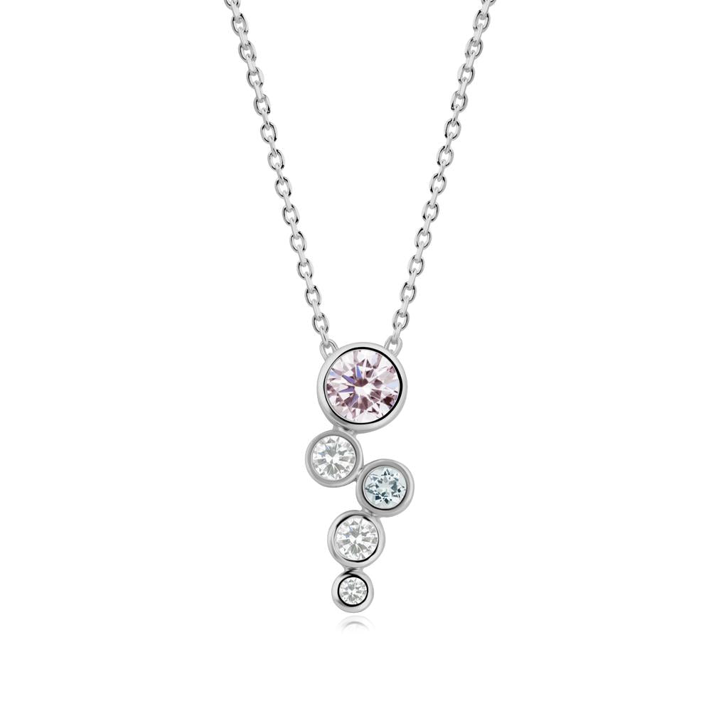 Graduated Drop Pink Cubic Zirconia Necklace - LUO Jewelry #metal_platinum