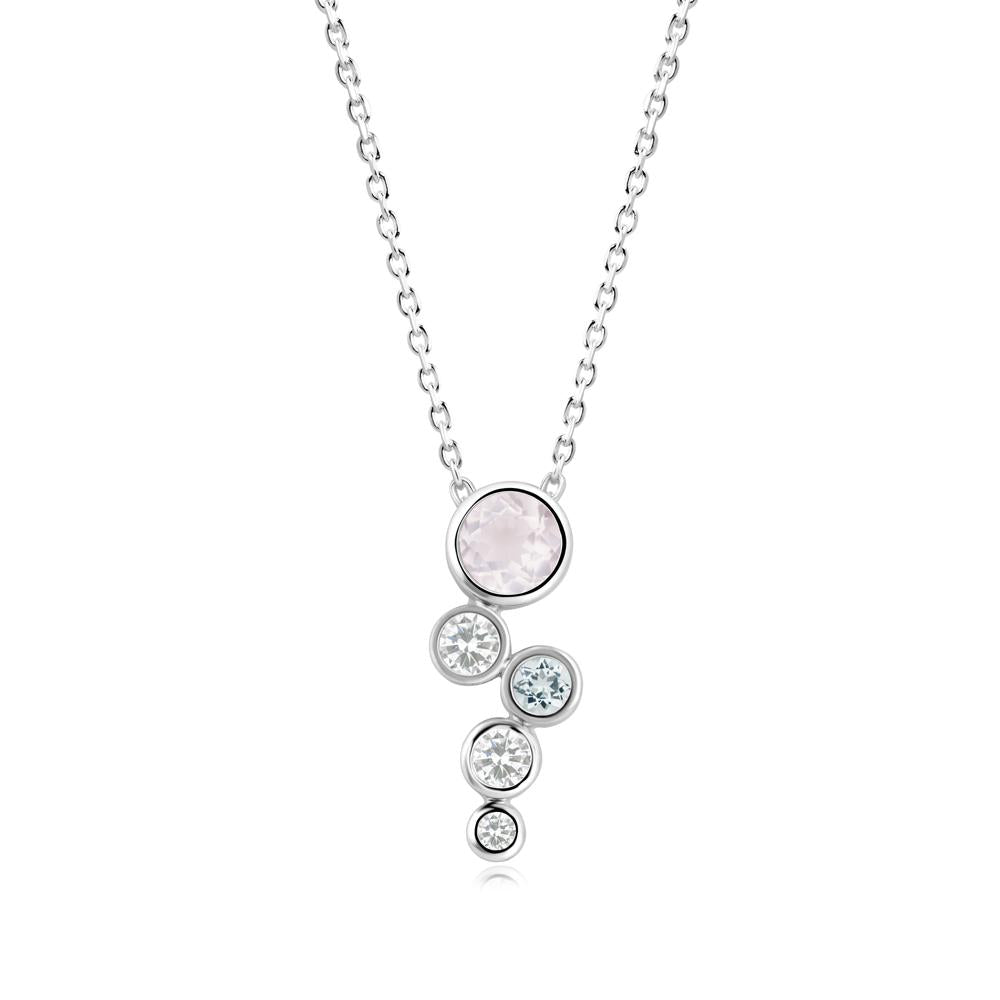 Graduated Drop Rose Quartz Necklace - LUO Jewelry #metal_14k white gold