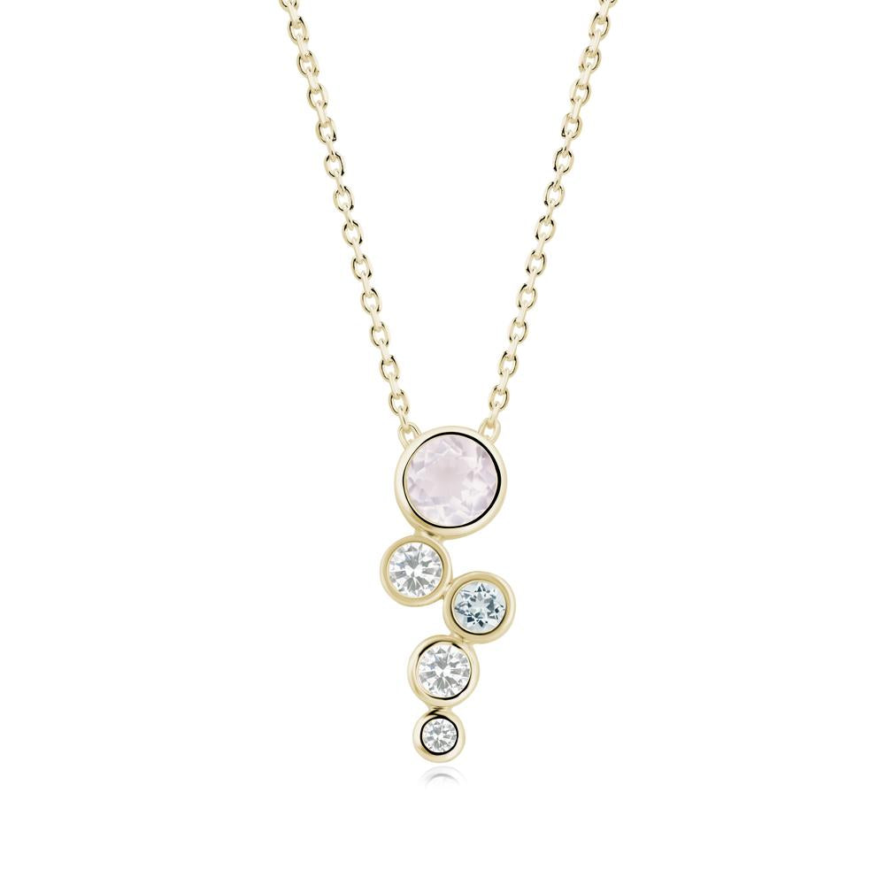Graduated Drop Rose Quartz Necklace - LUO Jewelry #metal_14k yellow gold