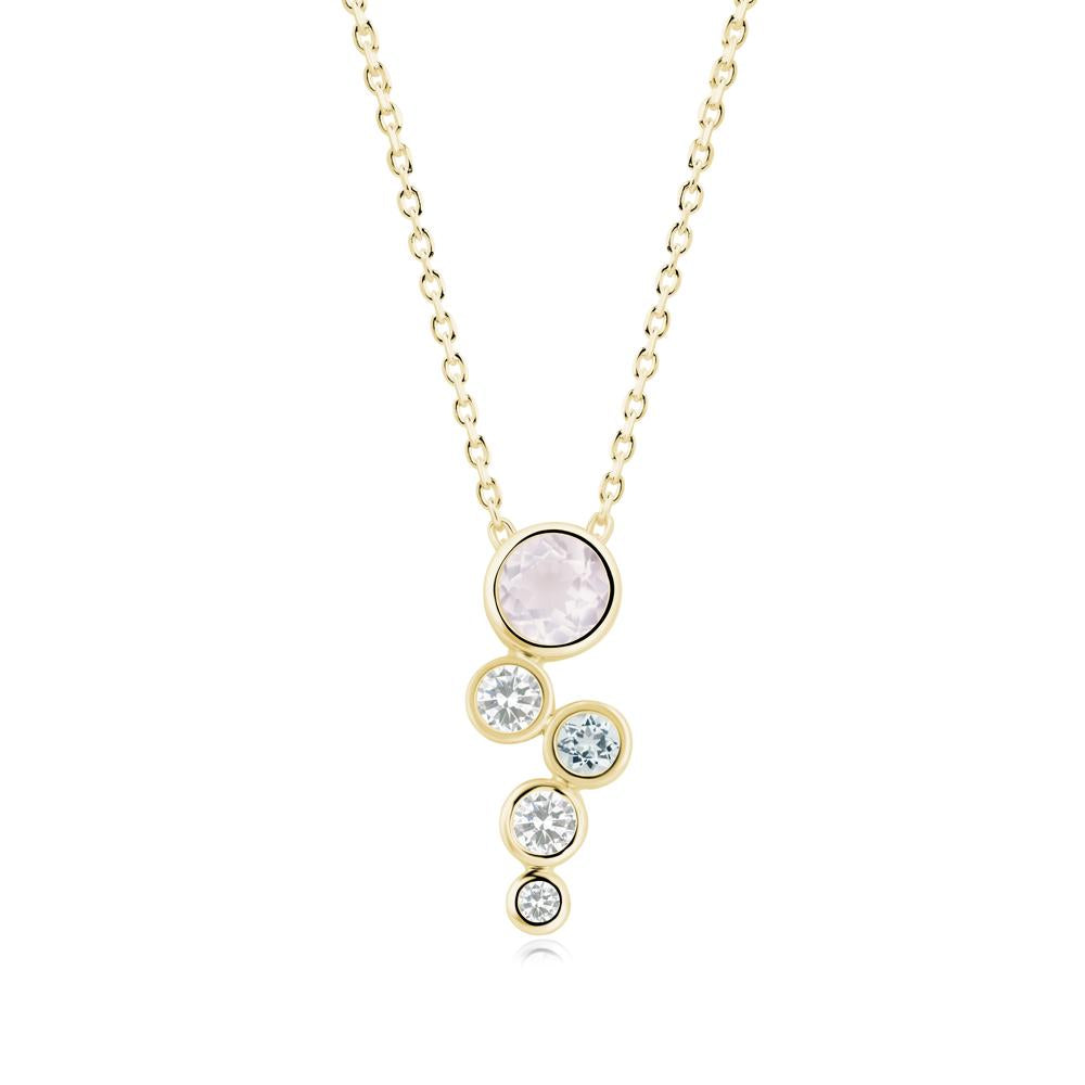 Graduated Drop Rose Quartz Necklace - LUO Jewelry #metal_18k yellow gold