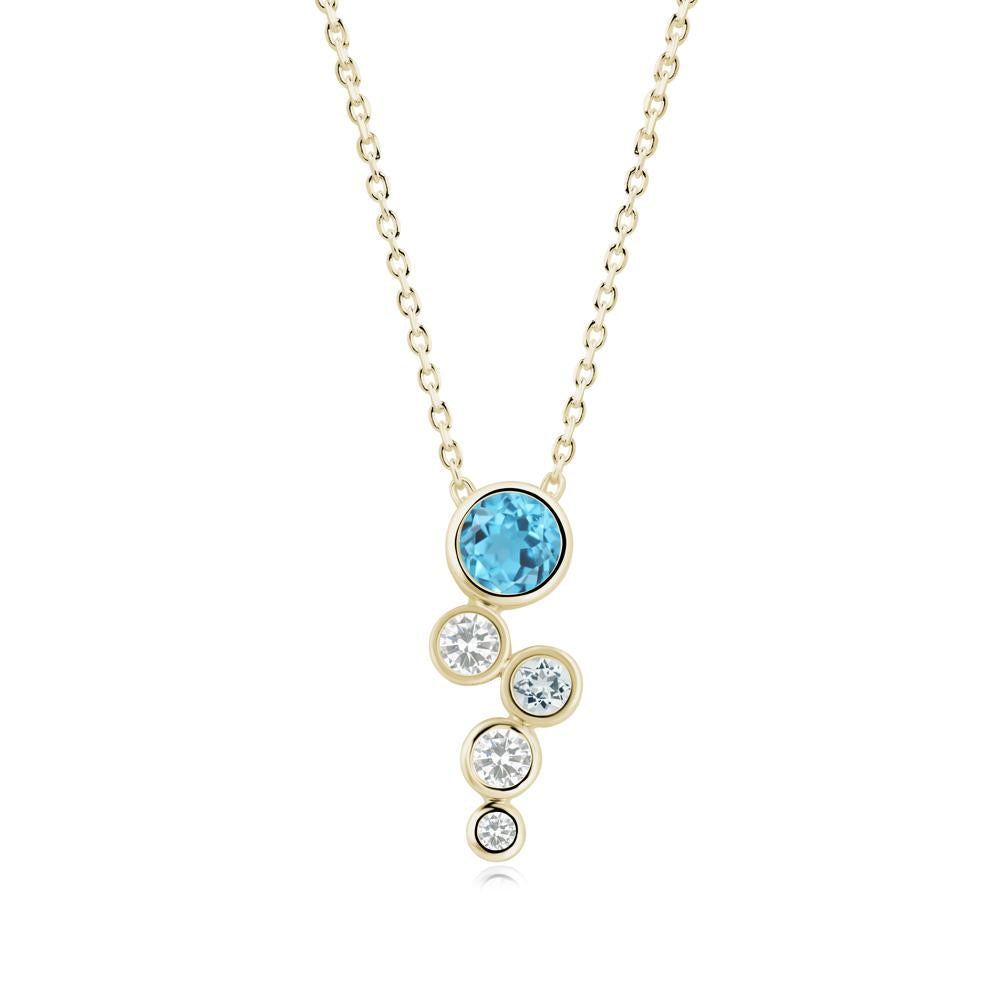 Swiss Blue Topaz Graduated Drop Pendant - LUO Jewelry #metal_14k yellow gold