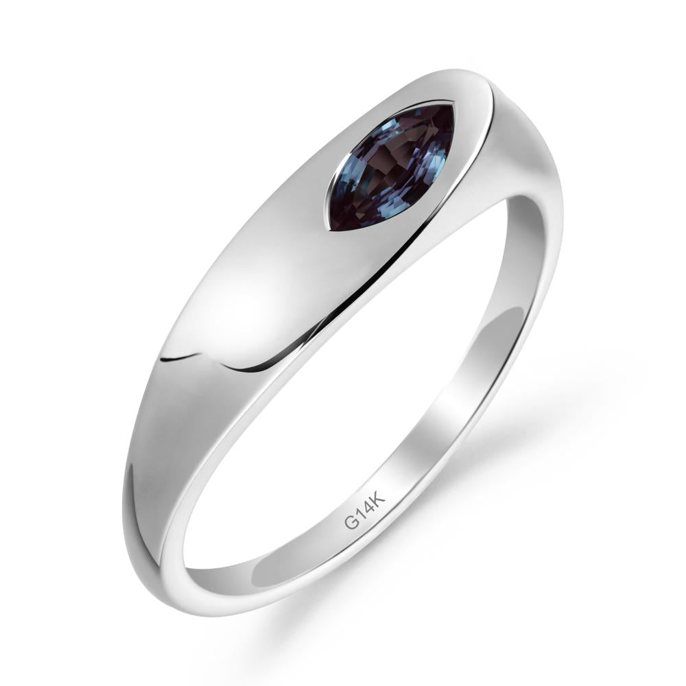 Simple Marquise Alexandrite Ring - LUO Jewelry #metal_14k white gold