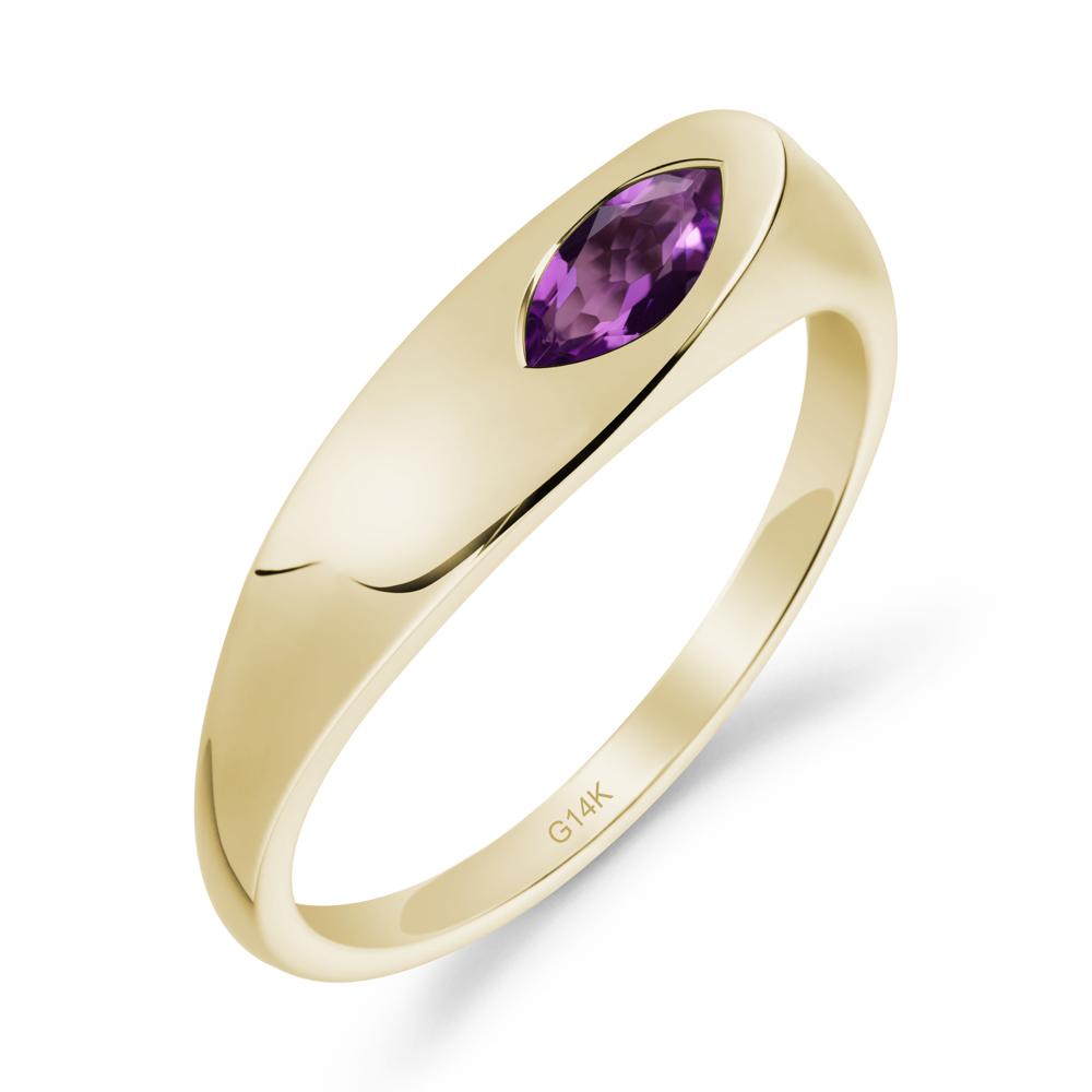 Simple Marquise Amethyst Solitaire Ring - LUO Jewelry #metal_14k yellow gold