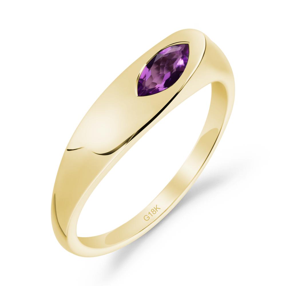 Simple Marquise Amethyst Solitaire Ring - LUO Jewelry #metal_18k yellow gold
