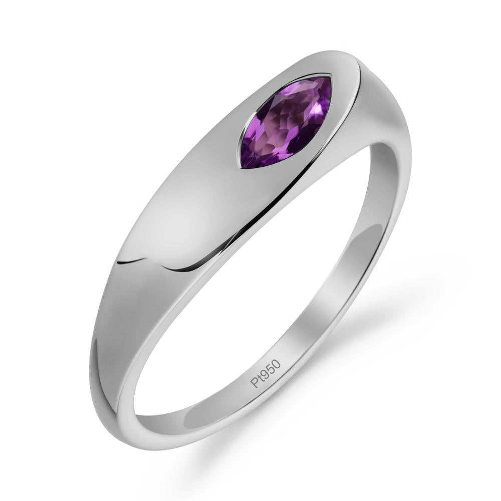 Simple Marquise Amethyst Solitaire Ring - LUO Jewelry #metal_platinum