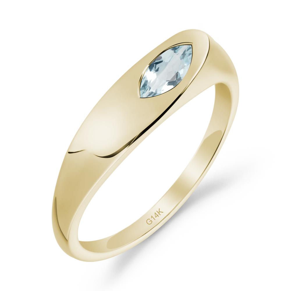 Simple Marquise Aquamarine Ring - LUO Jewelry #metal_14k yellow gold