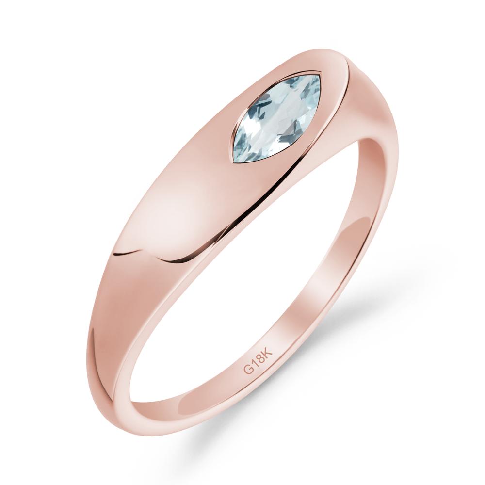 Simple Marquise Aquamarine Ring - LUO Jewelry #metal_18k rose gold