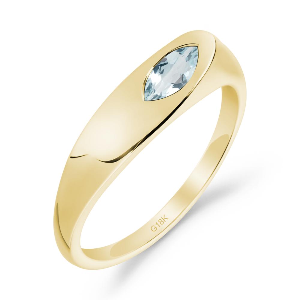 Simple Marquise Aquamarine Ring - LUO Jewelry #metal_18k yellow gold