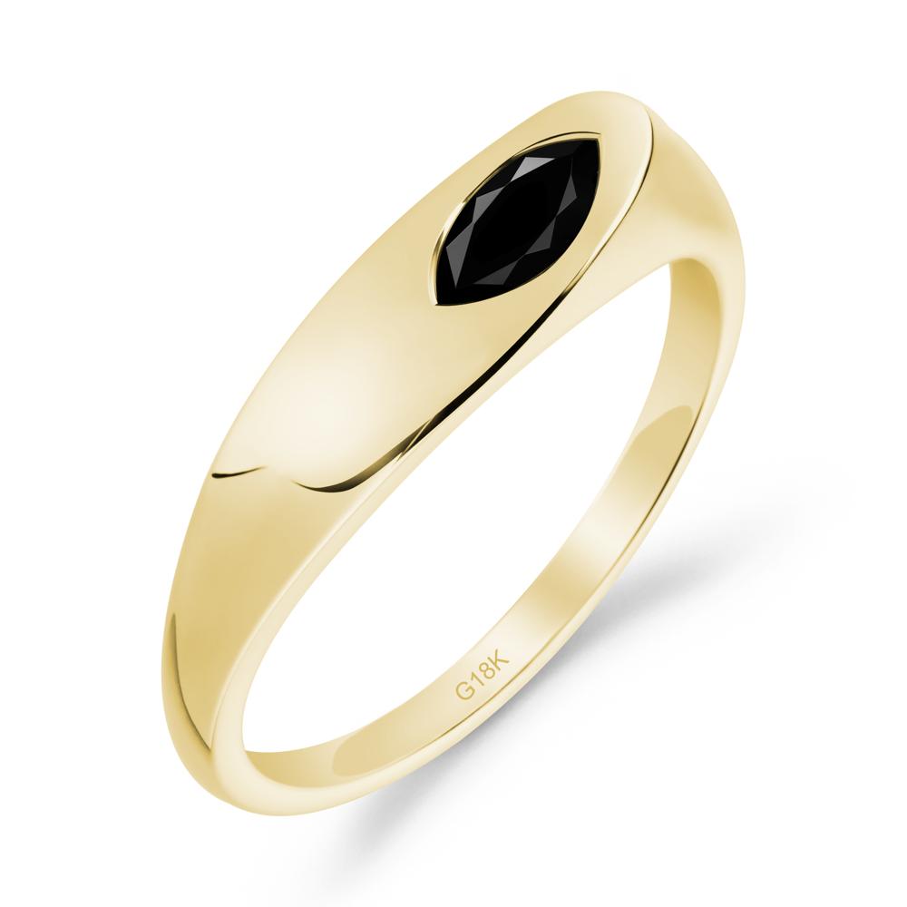 Simple Marquise Black Spinel Solitaire Ring - LUO Jewelry #metal_18k yellow gold