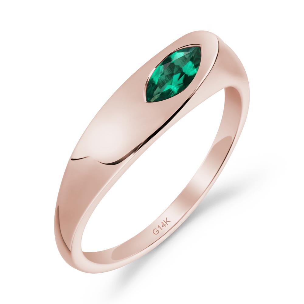 Simple Marquise Emerald Solitaire Ring - LUO Jewelry #metal_14k rose gold