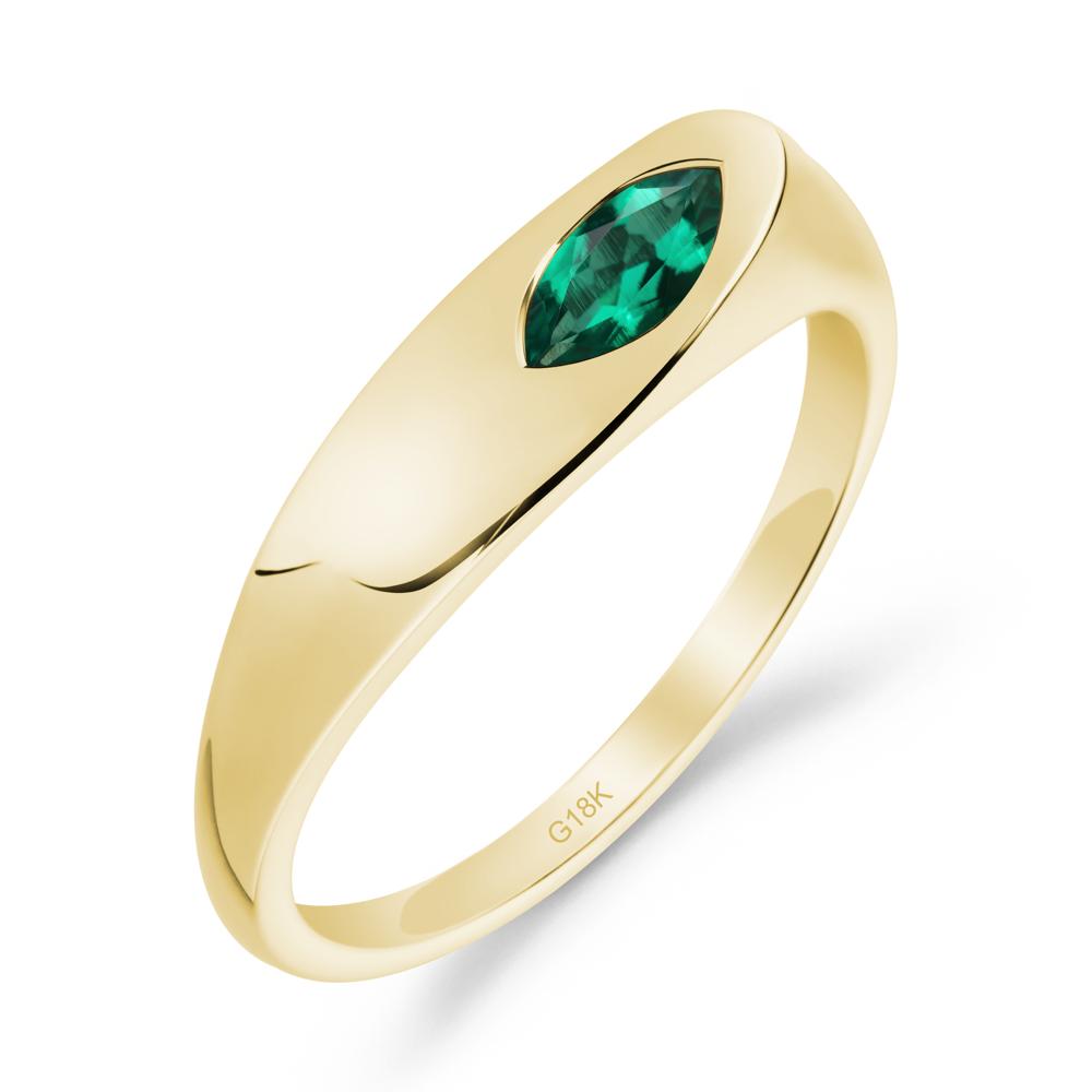 Simple Marquise Emerald Solitaire Ring - LUO Jewelry #metal_18k yellow gold