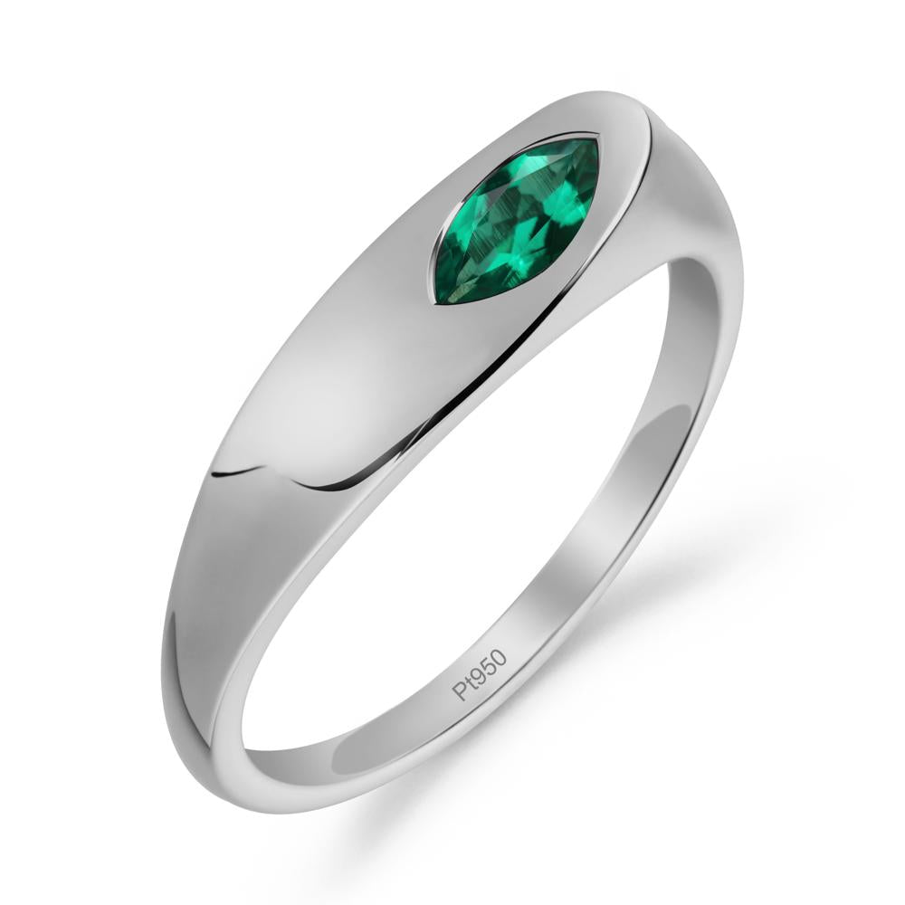 Simple Marquise Emerald Solitaire Ring - LUO Jewelry #metal_platinum