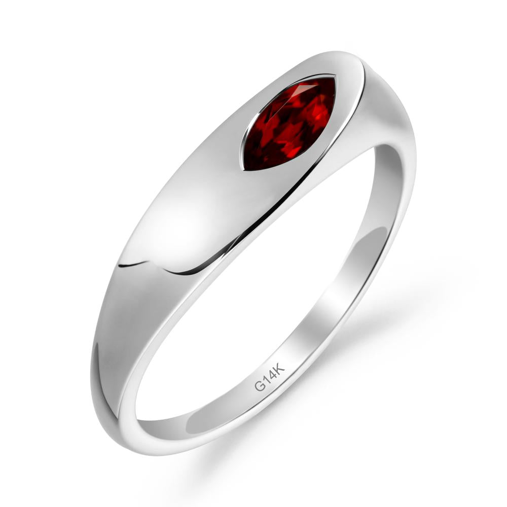 Simple Marquise Garnet Solitaire Ring - LUO Jewelry #metal_14k white gold