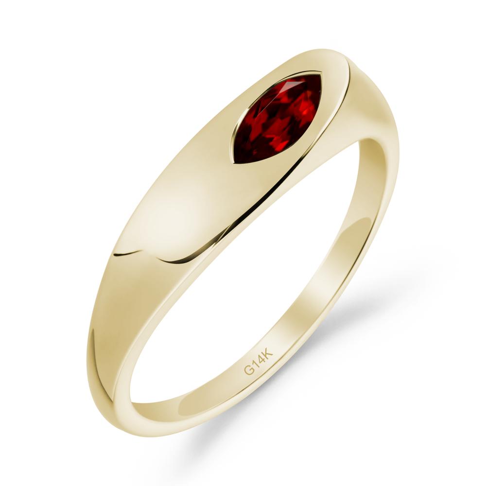 Simple Marquise Garnet Solitaire Ring - LUO Jewelry #metal_14k yellow gold