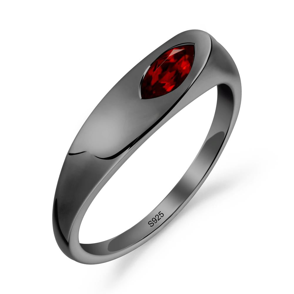 Simple Marquise Garnet Solitaire Ring - LUO Jewelry #metal_black finish sterling silver