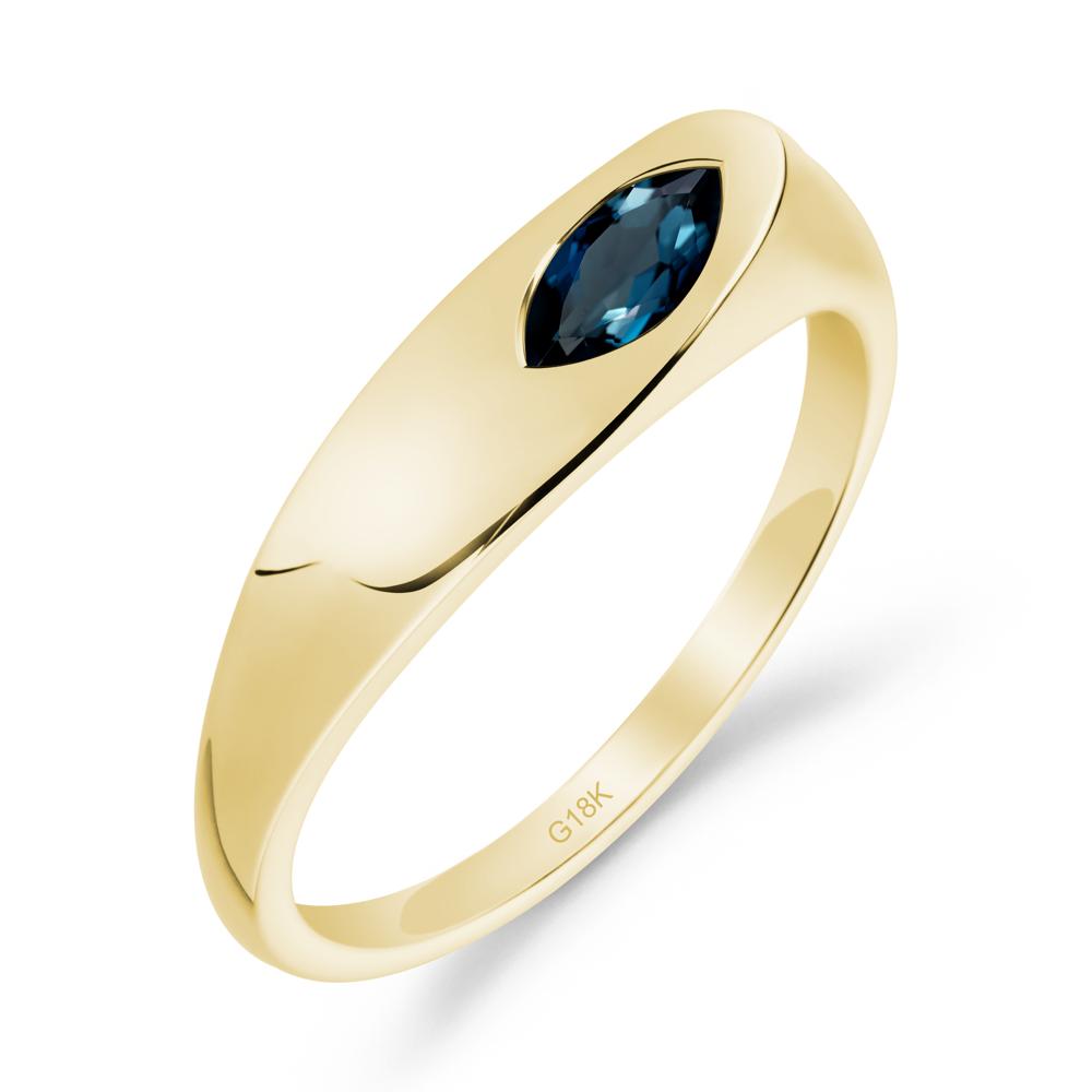 Simple Marquise London Blue Topaz Solitaire Ring - LUO Jewelry #metal_18k yellow gold