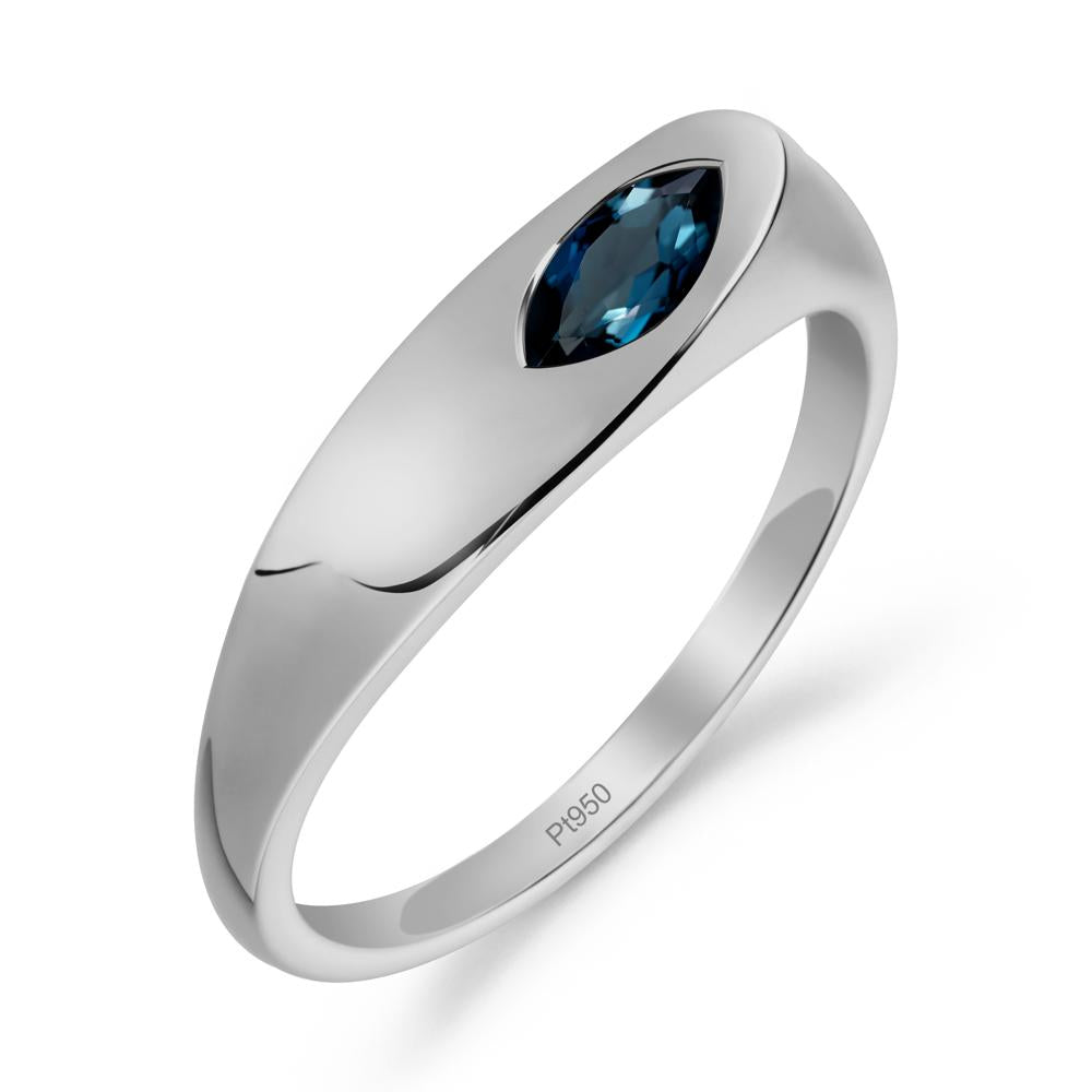 Simple Marquise London Blue Topaz Solitaire Ring - LUO Jewelry #metal_platinum