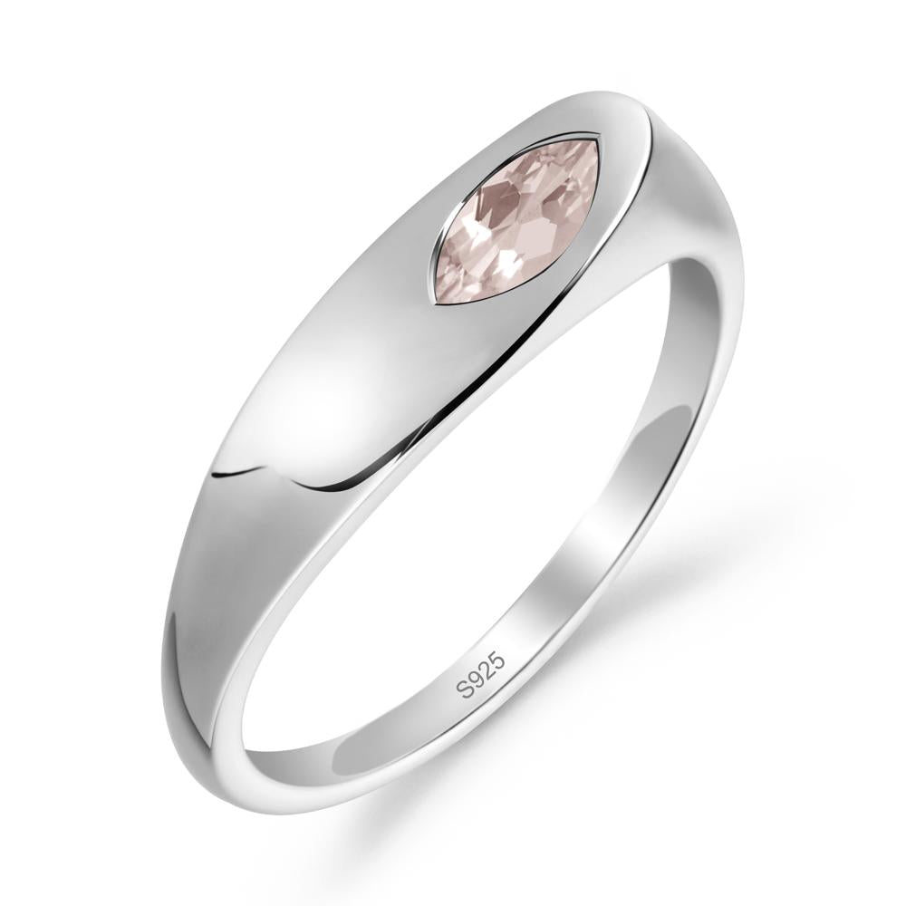 Simple Marquise Morganite Solitaire Ring - LUO Jewelry #metal_sterling silver