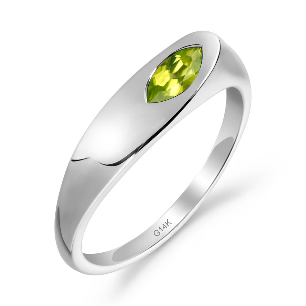 Simple Marquise Peridot Solitaire Ring - LUO Jewelry #metal_14k white gold