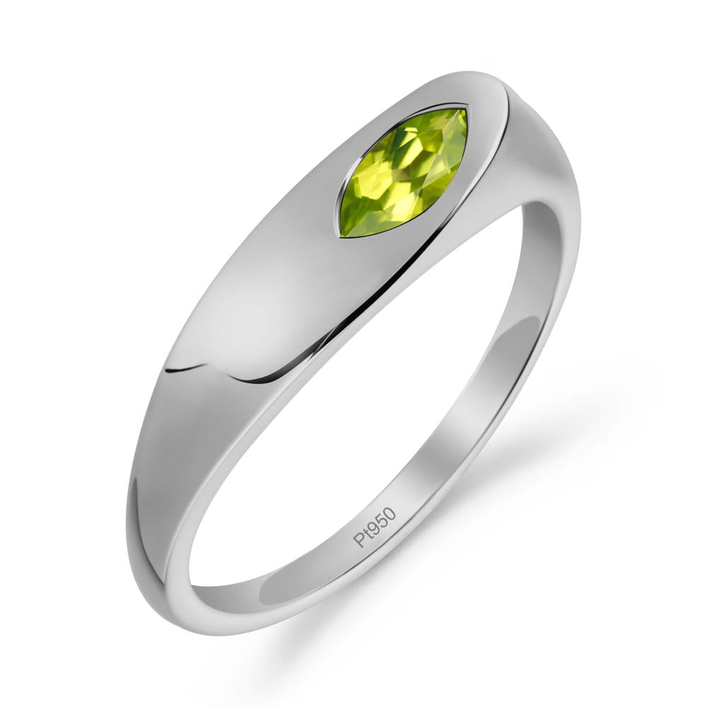 Simple Marquise Peridot Solitaire Ring - LUO Jewelry #metal_platinum