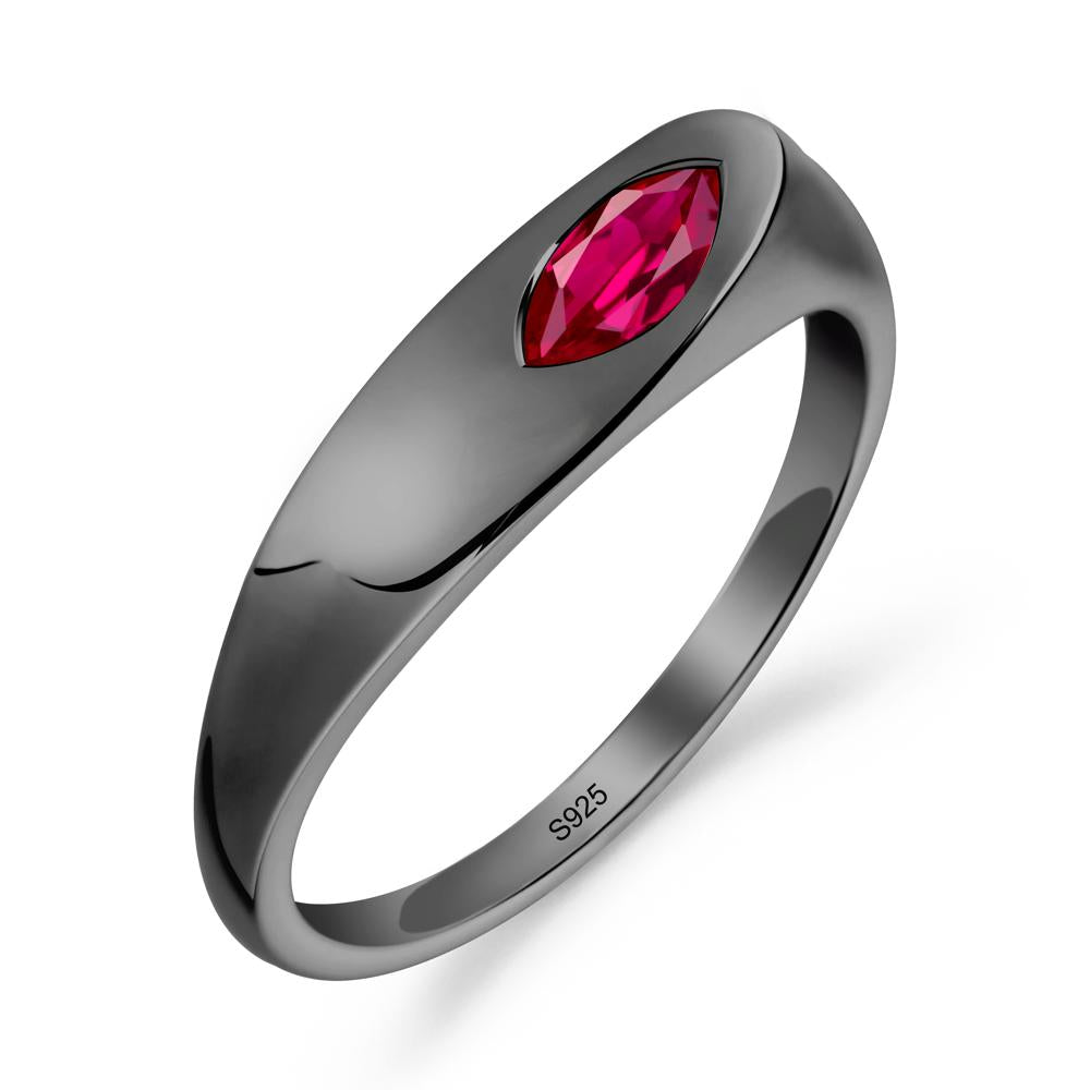Simple Marquise Ruby Ring - LUO Jewelry #metal_black finish sterling silver