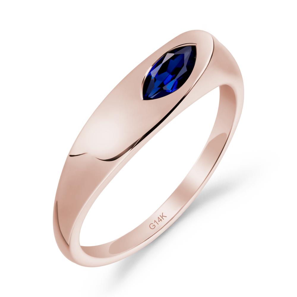 Simple Marquise Sapphire Solitaire Ring - LUO Jewelry #metal_14k rose gold