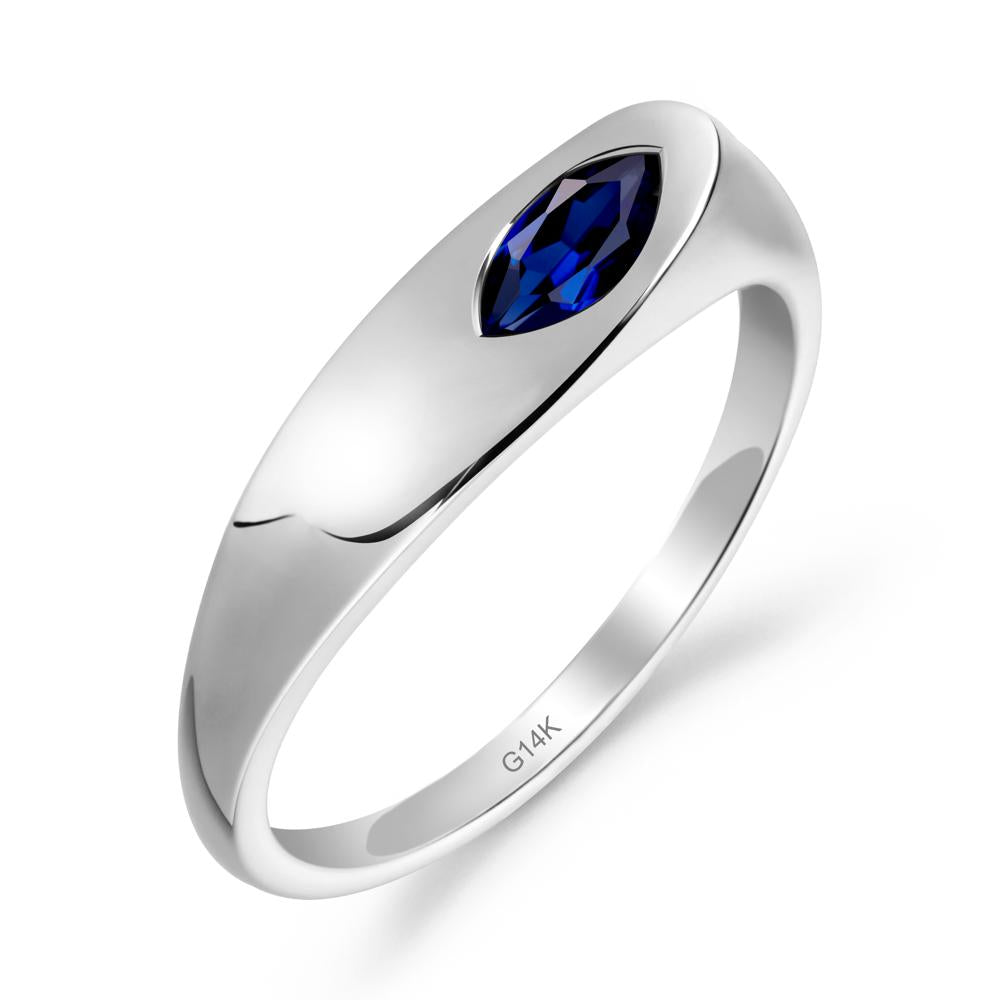 Simple Marquise Sapphire Solitaire Ring - LUO Jewelry #metal_14k white gold