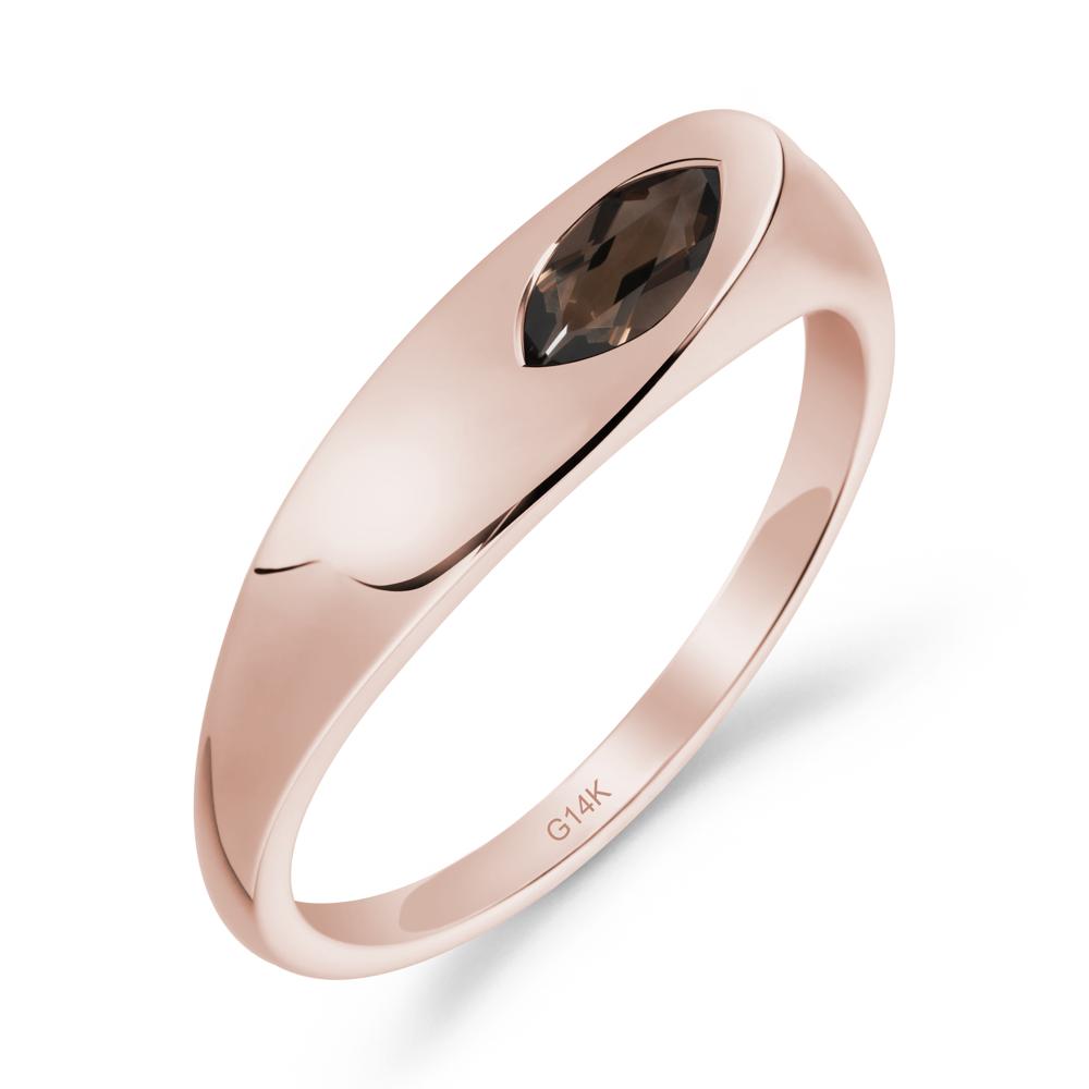 Simple Marquise Smoky Quartz Solitaire Ring - LUO Jewelry #metal_14k rose gold