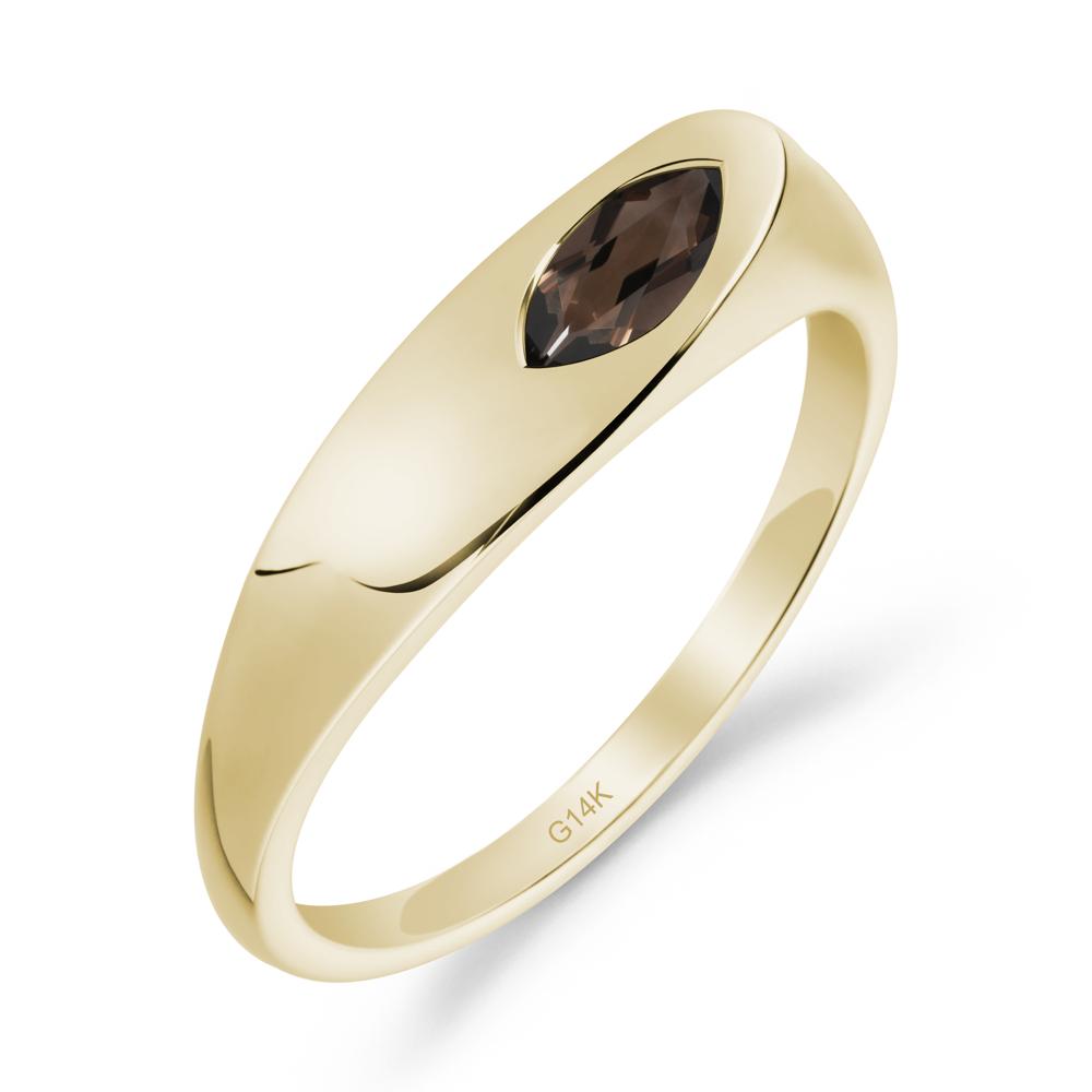 Simple Marquise Smoky Quartz Solitaire Ring - LUO Jewelry #metal_14k yellow gold