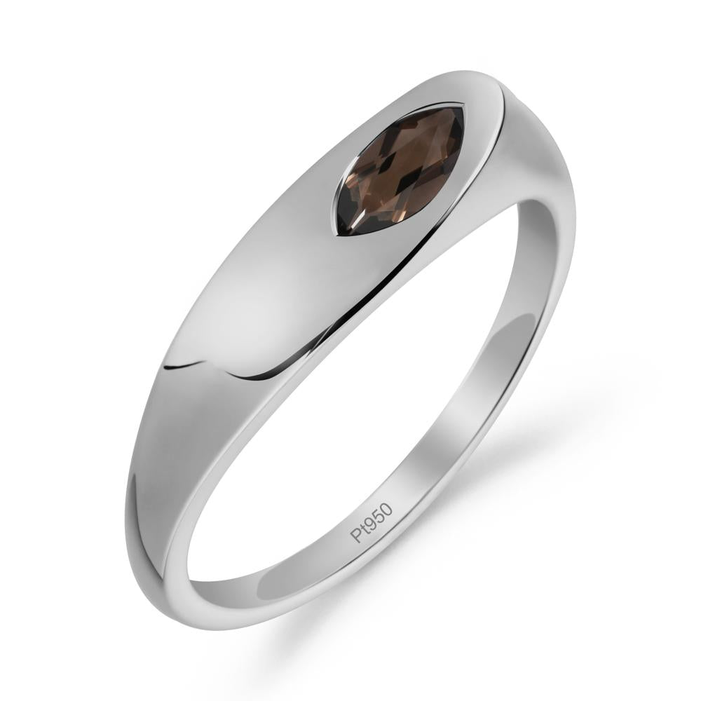 Simple Marquise Smoky Quartz Solitaire Ring - LUO Jewelry #metal_platinum