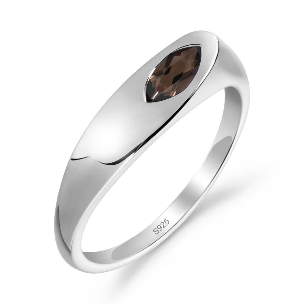 Simple Marquise Smoky Quartz Solitaire Ring - LUO Jewelry #metal_sterling silver