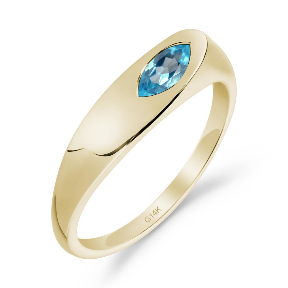 Simple Marquise Swiss Blue Topaz Ring - LUO Jewelry #metal_14k yellow gold