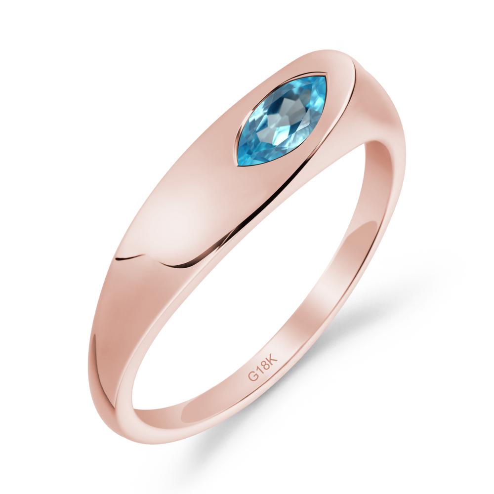 Simple Marquise Swiss Blue Topaz Ring - LUO Jewelry #metal_18k rose gold