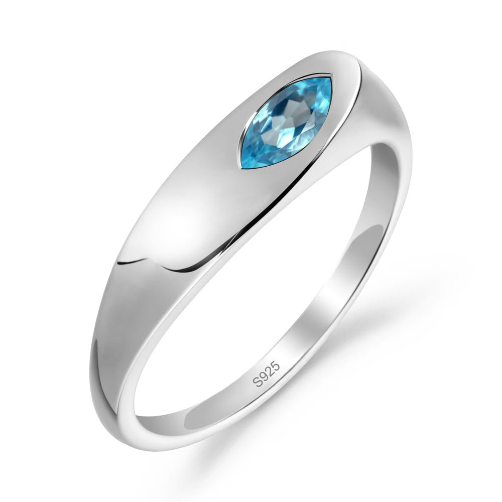 Simple Marquise Swiss Blue Topaz Ring - LUO Jewelry #metal_sterling silver