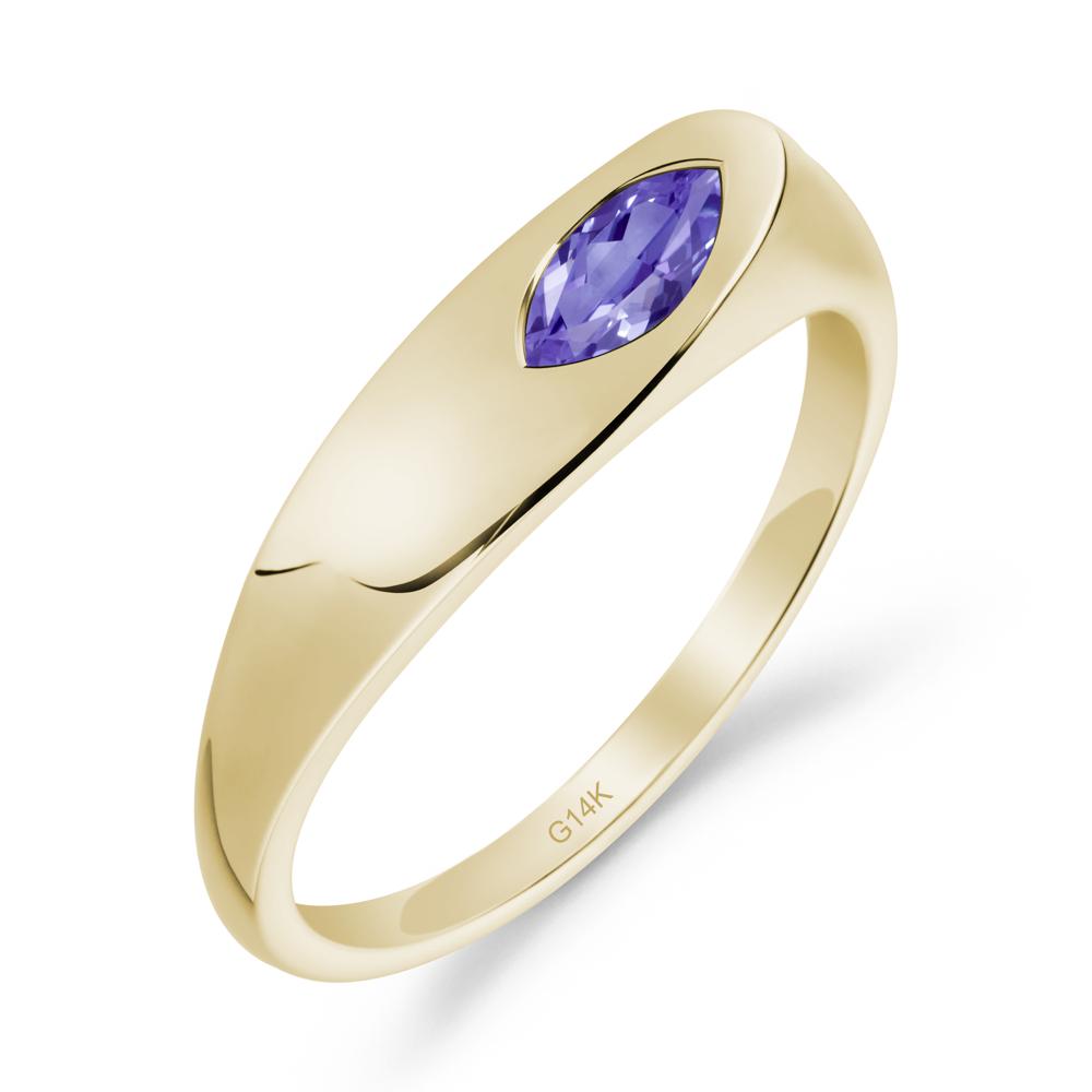 Simple Marquise Tanzanite Ring - LUO Jewelry #metal_14k yellow gold