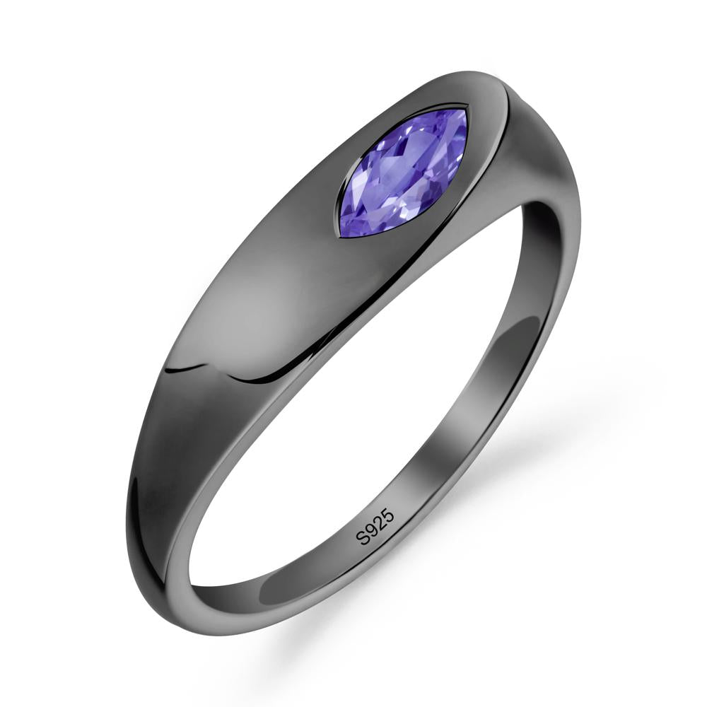Simple Marquise Tanzanite Ring - LUO Jewelry #metal_black finish sterling silver