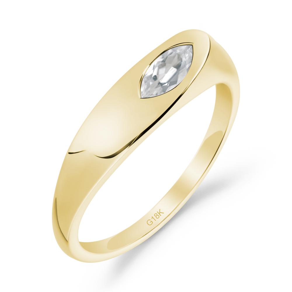 Simple Marquise White Topaz Ring - LUO Jewelry #metal_18k yellow gold