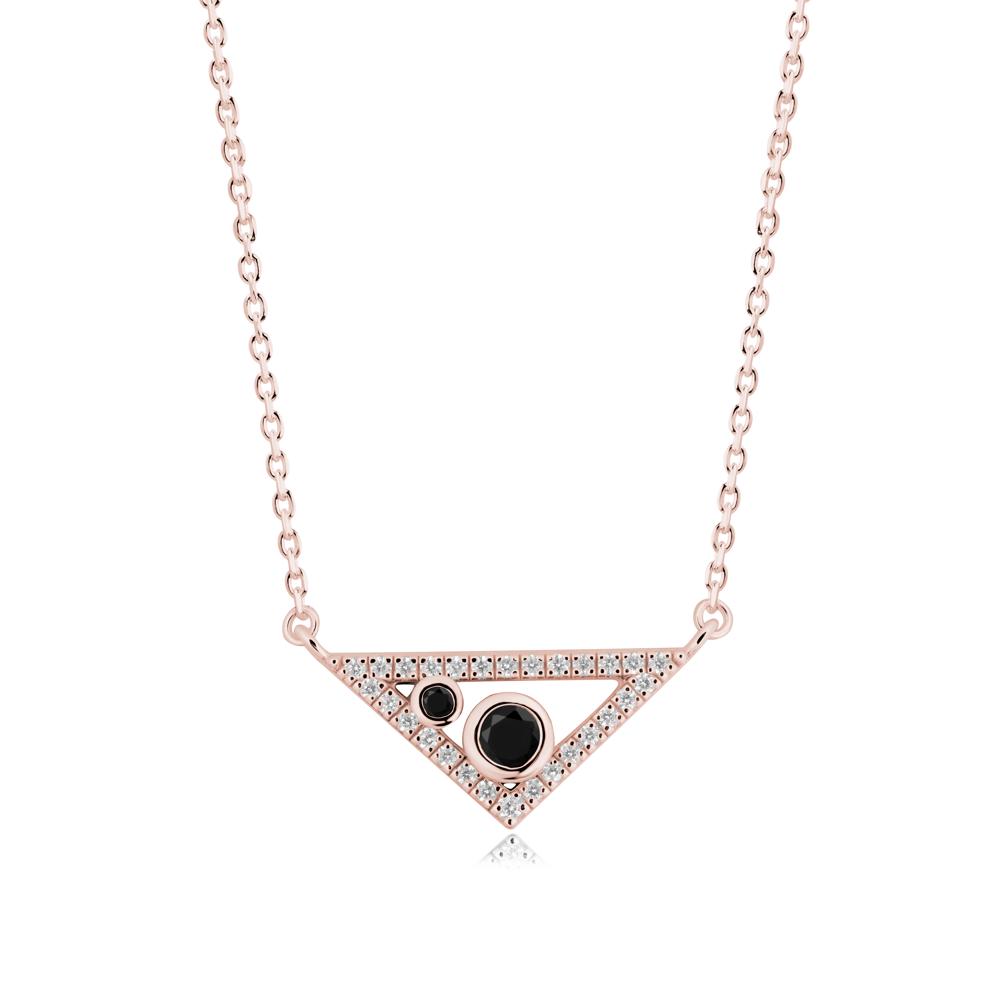 Triangular Frame Black Spinel Necklace - LUO Jewelry #metal_18k rose gold