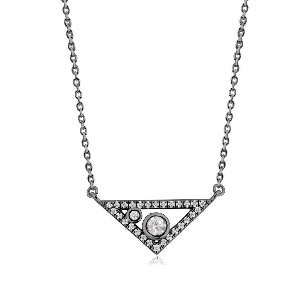 Triangular Frame Cubic Zirconia Necklace - LUO Jewelry #metal_black finish sterling silver