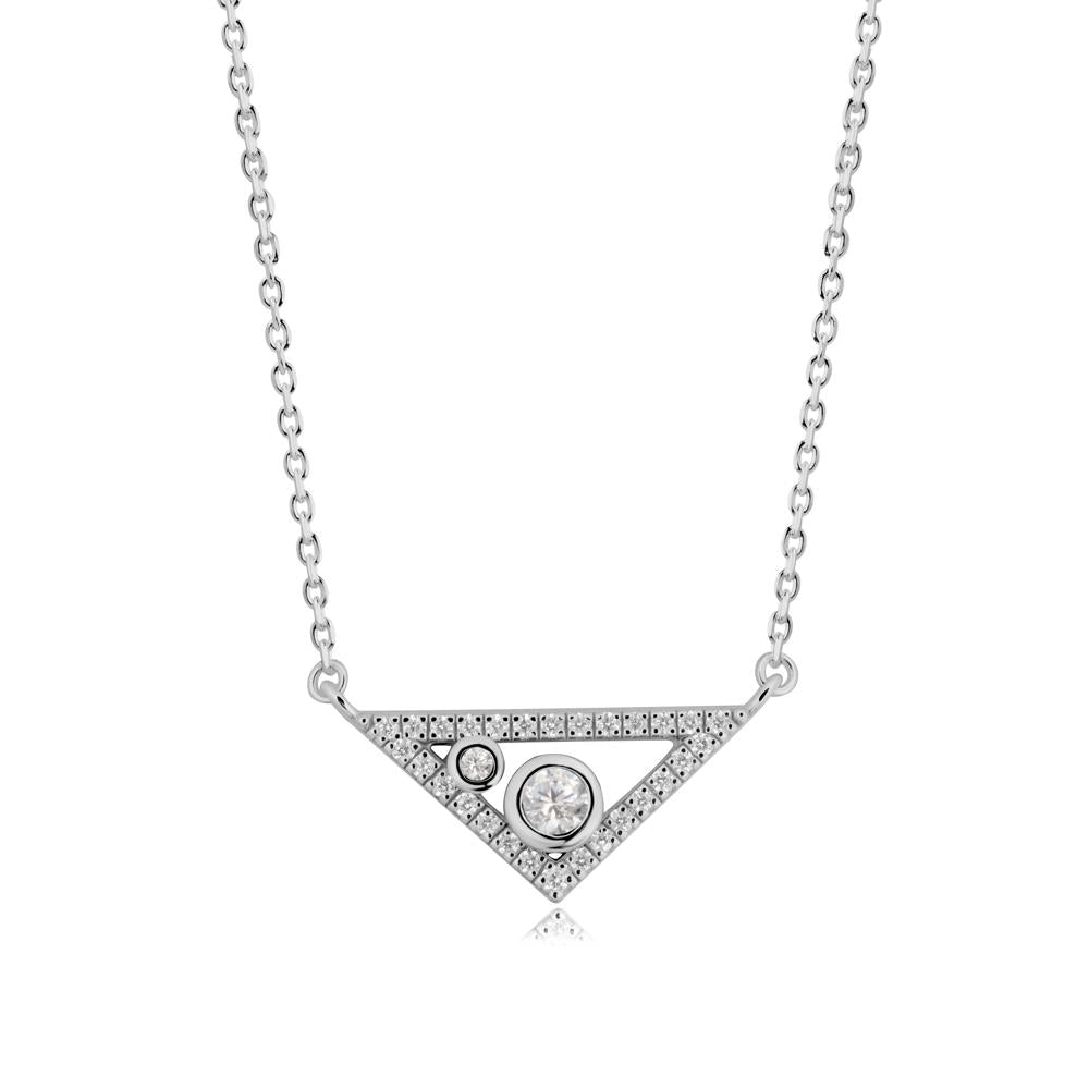 Triangular Frame Cubic Zirconia Necklace - LUO Jewelry #metal_platinum
