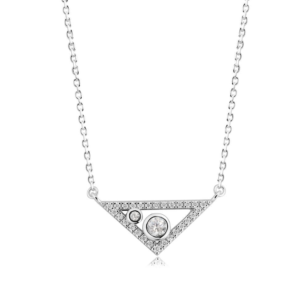 Triangular Frame Cubic Zirconia Necklace - LUO Jewelry #metal_sterling silver