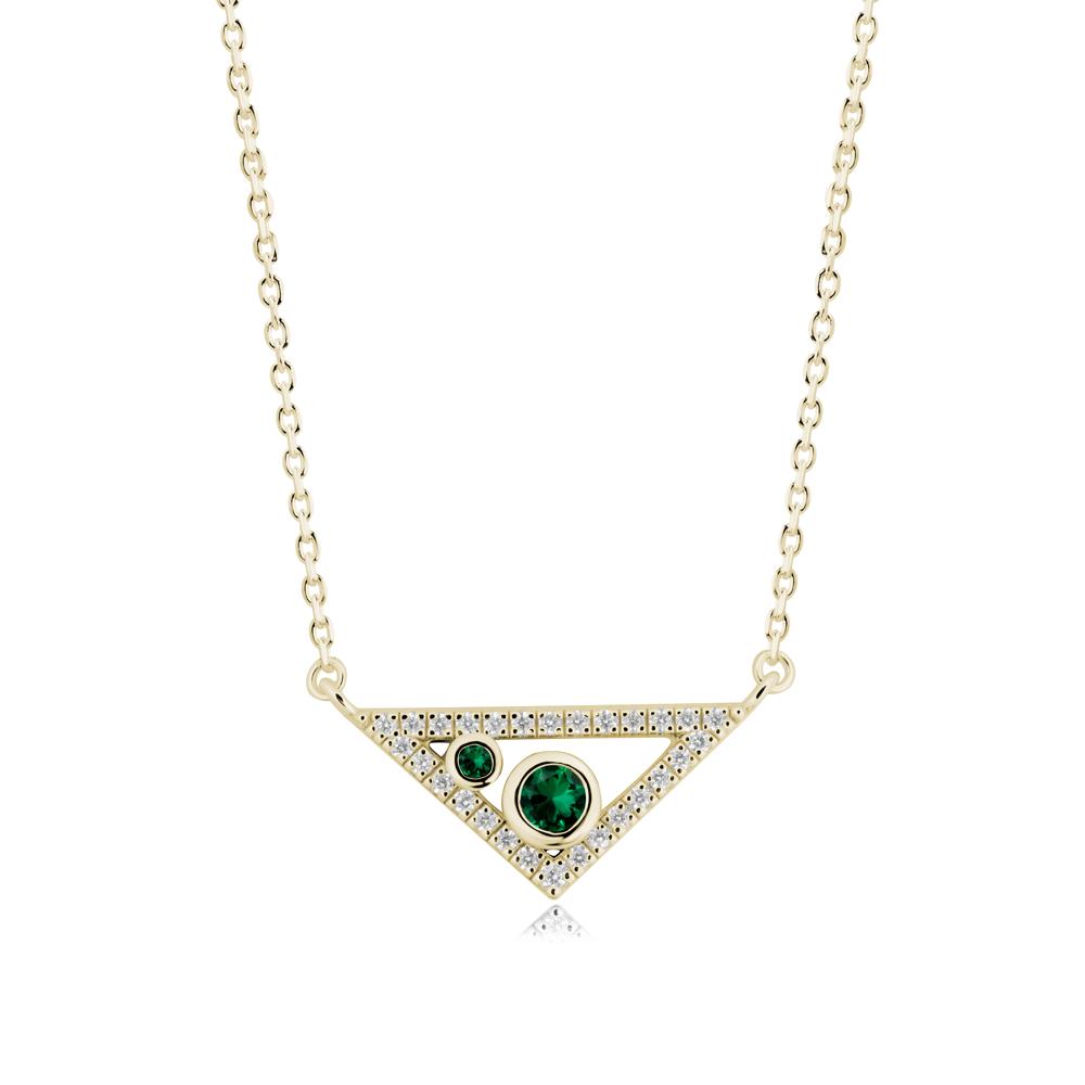 Triangular Frame Emerald Necklace - LUO Jewelry #metal_14k yellow gold
