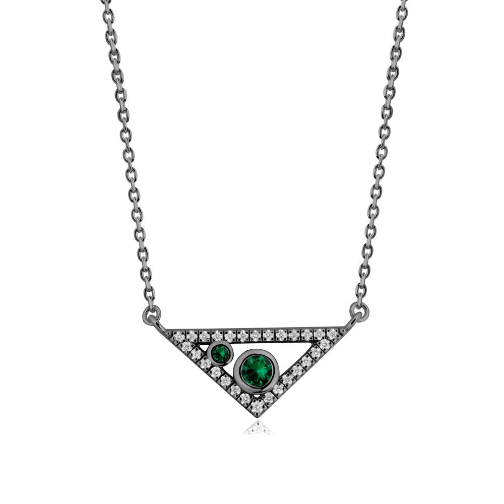 Triangular Frame Emerald Necklace - LUO Jewelry #metal_black finish sterling silver
