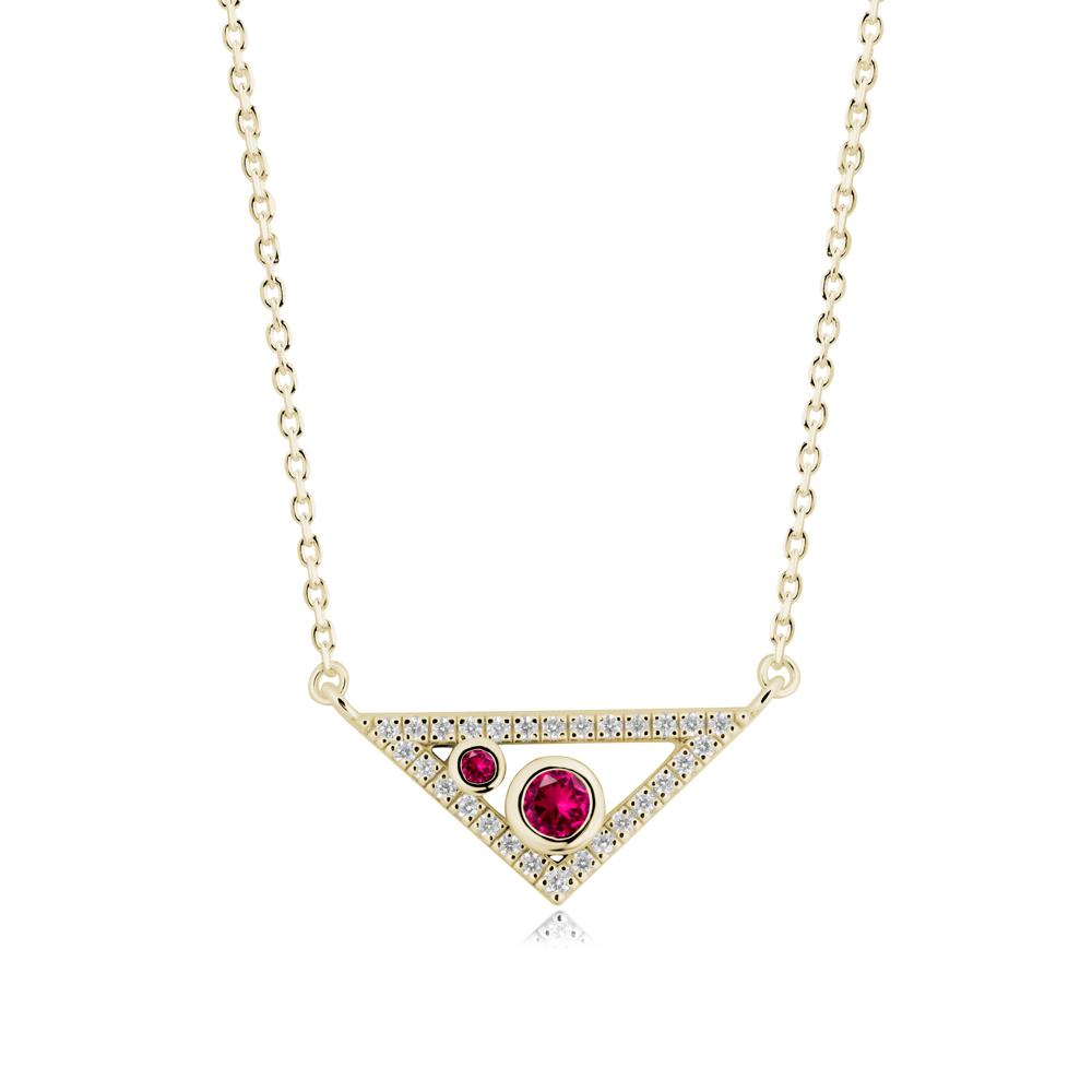 Bezel Setting Ruby Triangle Pendant - LUO Jewelry #metal_14k yellow gold