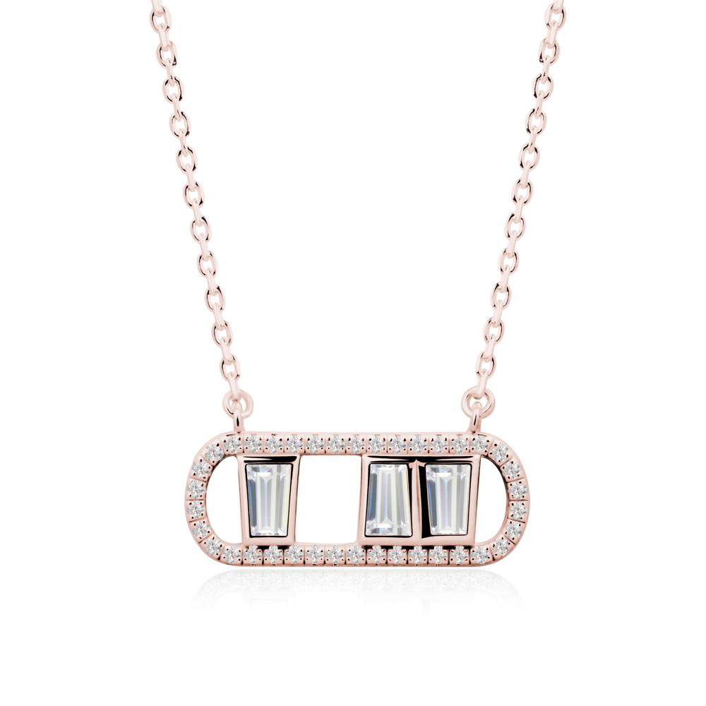 Bezel Set Cubic Zirconia Pendant with Halo - LUO Jewelry #metal_18k rose gold